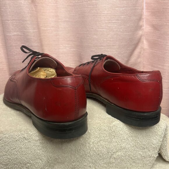 Stacy Adams Men Red Leather Dress Shoes Lizard Cap Toe Oxford Size 11.5D VTG - Picture 7 of 16